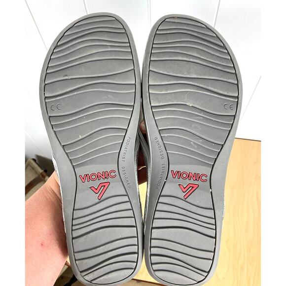 Vionic Women's Tide II Silver Leather Flip Flop/Sandals Size 10 - Picture 5 of 5